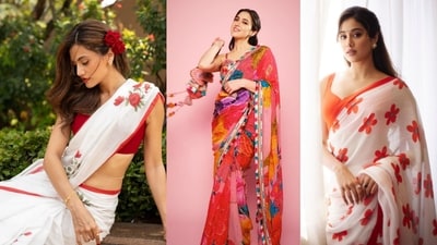 Bollywood actresses are embracing floral prints, breezy fabrics in their recent saree looks. (Instagram) Bollywood actresses are embracing floral prints, breezy fabrics in their recent saree looks. (Instagram)