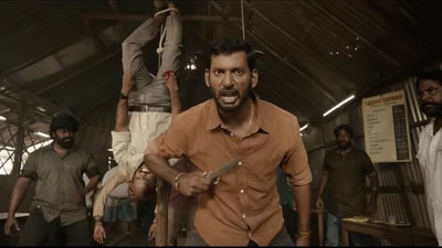 Rathnam trailer: Vishal stars as an MLA's henchman in the movie. Rathnam trailer: Vishal stars as an MLA's henchman in the movie.