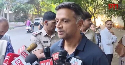 India cricket coach Rahul Dravid casts his vote in Bengaluru on Friday morning. (PTI) India cricket coach Rahul Dravid casts his vote in Bengaluru on Friday morning. (PTI)