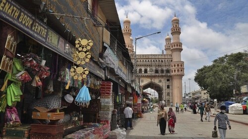 A view of the market near Charminar in Hyderabad. (AP Photo)