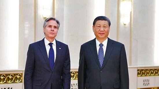 Chinese President Xi Jinping meets with US Secretary of State Antony Blinken, on Friday. (ANI Photo) (Hua Chunying-X)