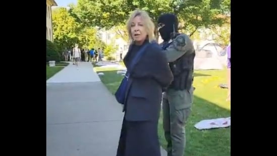 Cops arrest Emory University’s philosophy chair Noëlle McAfee for involvement in Gaza protest (@YAHYAATH296141/X)