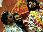Jagadeesh and Allu Arjun in a still from Pushpa: The Rise. Jagadeesh and Allu Arjun in a still from Pushpa: The Rise.