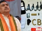 West Bengal leader of opposition and Bharatiya Janata Party (BJP) leader Suvendu Adhikari on Friday slammed the Trinamool Congress (TMC)-led West Bengal government after several arms and ammunition, including foreign-made revolvers, were recovered from suspended party leader Sheikh Shahjahan's premises in Sandeshkhali West Bengal leader of opposition and Bharatiya Janata Party (BJP) leader Suvendu Adhikari on Friday slammed the Trinamool Congress (TMC)-led West Bengal government after several arms and ammunition, including foreign-made revolvers, were recovered from suspended party leader Sheikh Shahjahan's premises in Sandeshkhali