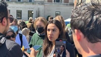Taking to X on Friday, Khymani James reposted a post showing AOC speaking with media in the Gaza Solidarity Encampment at Columbia University. (X) Taking to X on Friday, Khymani James reposted a post showing AOC speaking with media in the Gaza Solidarity Encampment at Columbia University. (X)