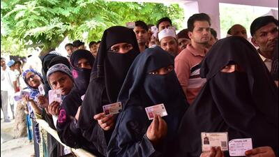 According to figures released by the administration on Saturday, the constituency had 2,945,487 electors and only 1,468,872 of these turned out to vote at the polling booths. (Sakib Ali/HT Photo) According to figures released by the administration on Saturday, the constituency had 2,945,487 electors and only 1,468,872 of these turned out to vote at the polling booths. (Sakib Ali/HT Photo)