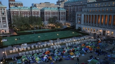 Students continue to maintain a protest encampment in support of Palestinians at Columbia University, during the ongoing conflict between Israel and the Palestinian Islamist group Hamas, in New York City, U.S., April 26, 2024. REUTERS/Caitlin Ochs (REUTERS)