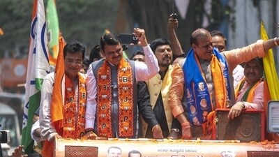 Maharashtra Deputy Chief Minister Devendra Fadnavis at a rally in Mumbai, India, on Friday, April 26, 2024. (Photo by Satish Bate/ Hindustan Times) Maharashtra Deputy Chief Minister Devendra Fadnavis at a rally in Mumbai, India, on Friday, April 26, 2024. (Photo by Satish Bate/ Hindustan Times)