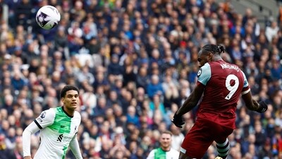 West Ham United vs Liverpool: Michail Antonio scores Wes Ham's second goal. (Action Images via Reuters)