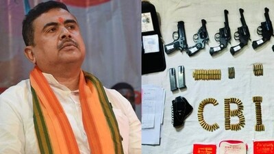 West Bengal leader of opposition and Bharatiya Janata Party (BJP) leader Suvendu Adhikari on Friday slammed the Trinamool Congress (TMC)-led West Bengal government after several arms and ammunition, including foreign-made revolvers, were recovered from suspended party leader Sheikh Shahjahan's premises in Sandeshkhali West Bengal leader of opposition and Bharatiya Janata Party (BJP) leader Suvendu Adhikari on Friday slammed the Trinamool Congress (TMC)-led West Bengal government after several arms and ammunition, including foreign-made revolvers, were recovered from suspended party leader Sheikh Shahjahan's premises in Sandeshkhali