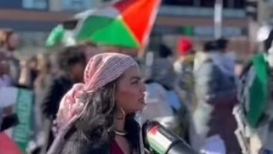 Mashal Sherzad, 29, uploaded the now-deleted pictures from a pro-Palestinian rally on social media. (afghanminx/Instagram) Mashal Sherzad, 29, uploaded the now-deleted pictures from a pro-Palestinian rally on social media. (afghanminx/Instagram)