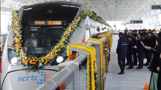 The 17km of RRTS section was inaugurated by Prime Minister Narendra Modi on October 20, 2023, this section comprises the five stations of Sahibabad, Ghaziabad, Guldhar, Duhai and Duhai Depot. (Sakib Ali/HT Photo)
