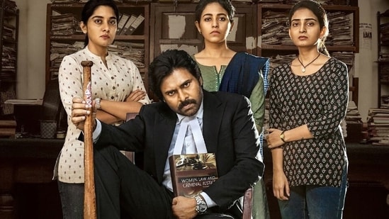 Nivetha Thomas, Anjali, Ananya Nagalla, Pawan Kalyan in Vakeel Saab.