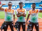 The Indian Men's Recurve team of Tarundeep Rai, Dhiraj Bommadevara and Pravin Jadhav defeats the Korean Recurve Team in the Archery World Cup 2024