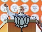 Prime Minister Narendra Modi addresses a public meeting in support of the Bharatiya Janata Party (BJP) candidate for the third phase of the Lok Sabha elections, in Ballari on Sunday. (BJP)