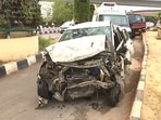 The accident took place when the speeding Jaguar car hit the cab and two other vehicles.