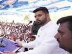 MP Prajwal Revanna at a meeting of JD(S)-BJP workers in Arakalagud, Hassan district, ahead of LS polls (PrajwalRevanna/ X)