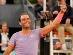 Spain's Rafael Nadal celebrates winning his round of 64 match against Australia's Alex de Minaur 
