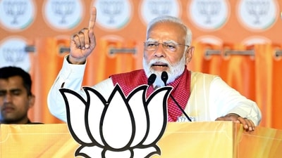 Prime Minister Narendra Modi addresses a public meeting for the Lok Sabha elections (ANI) Prime Minister Narendra Modi addresses a public meeting for the Lok Sabha elections (ANI)