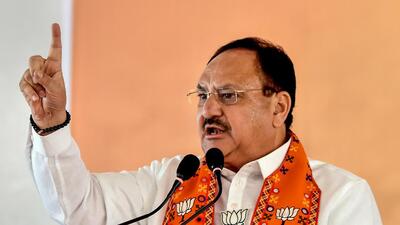 BJP president JP Nadda addresses a public meeting ahead of the Lok Sabha elections at Barwan in Murshidabad district of West Bengal on Sunday. (PTI) BJP president JP Nadda addresses a public meeting ahead of the Lok Sabha elections at Barwan in Murshidabad district of West Bengal on Sunday. (PTI)