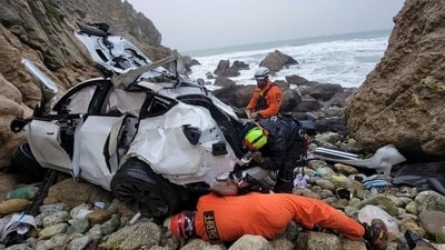 The wife of Dharmesh Patel, a California radiologist, accused of trying to kill his family when he drove his Tesla off a cliff along the Northern California coast, told rescuers her husband was depressed and needed a psychological evaluation, according to a newly unsealed search warrant affidavit. (AP)