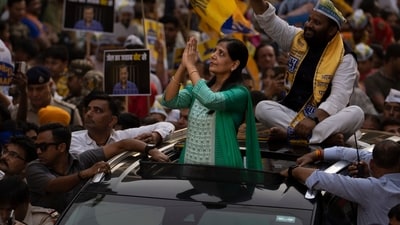 Sunita Kejriwal will also campaign for AAP candidates in South Delhi and New Delhi constituencies as well as in Gujarat, Haryana and Punjab, the party leaders said. (AP) Sunita Kejriwal will also campaign for AAP candidates in South Delhi and New Delhi constituencies as well as in Gujarat, Haryana and Punjab, the party leaders said. (AP)