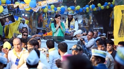 The rally witnessed a heavy deployment of security personnel and the use of drones. (HT Photo/Ajay Aggarwal) The rally witnessed a heavy deployment of security personnel and the use of drones. (HT Photo/Ajay Aggarwal)