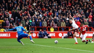 Manchester City vs Nottingham Forest: City's Erling Braut Haaland scores their second goal. (REUTERS)