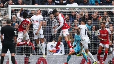 Arsenal vs Tottenham Hotspur: Arsenal's Kai Havertz scores their third goal. (Action Images via Reuters)