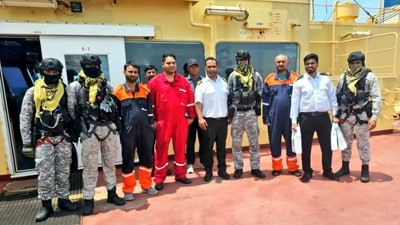 Indian Navy rescues crew of MV Andromeda Star after missile attack by Houthi militants (Indian Navy) Indian Navy rescues crew of MV Andromeda Star after missile attack by Houthi militants (Indian Navy)
