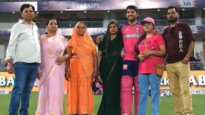 Dhruv Jurel shares a moment with his family.