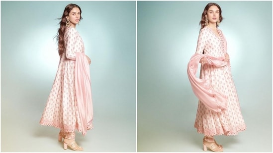 If you loved Aditi's outfit and are wondering how much it costs then don't worry, we have got you covered. Her elegant anarkali ensemble is from the shelves of the designer brand Punit Balana and comes with a price tag of <span class=
