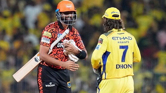 Former CSK skipper MS Dhoni recorded his 150th win in the IPL as Chennai outclassed Hyderabad by 78 runs(PTI)