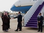 U.S. Secretary of State Antony Blinken is welcomed by Saudi Foreign Ministry Director of Protocol Affairs Mohammed Al-Ghamdi as he arrives in Riyadh, Saudi Arabia U.S. Secretary of State Antony Blinken is welcomed by Saudi Foreign Ministry Director of Protocol Affairs Mohammed Al-Ghamdi as he arrives in Riyadh, Saudi Arabia