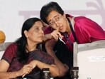 Delhi minister Atishi with Arvind Kejriwal's wife Sunita Kejriwal during I.N.D.I.A. bloc's 'Loktantra Bachao Rally' at Ramleela Maidan, in New Delhi on March 31. Delhi minister Atishi with Arvind Kejriwal's wife Sunita Kejriwal during I.N.D.I.A. bloc's 'Loktantra Bachao Rally' at Ramleela Maidan, in New Delhi on March 31.