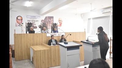 Moot court contest underway at United University (HT Photo) Moot court contest underway at United University (HT Photo)