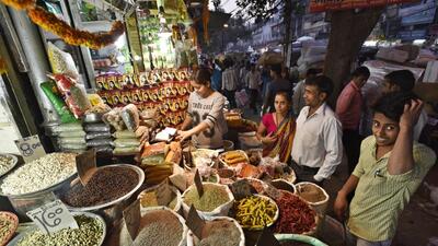 New Delhi, India - Nov. 21, 2016: A view of whole sale Khari Baoli Market after Demonisation 1000rs and 500rs Indian currency, according to the shopkeeper 20% selling their products spices, nuts, herbs and food products like rice and tea. in market. ,in New Delhi, India, on Monday, November 21, 2016. (Photo by Raj K Raj/ Hindustan Times) (Raj K Raj/HT PHOTO) New Delhi, India - Nov. 21, 2016: A view of whole sale Khari Baoli Market after Demonisation 1000rs and 500rs Indian currency, according to the shopkeeper 20% selling their products spices, nuts, herbs and food products like rice and tea. in market. ,in New Delhi, India, on Monday, November 21, 2016. (Photo by Raj K Raj/ Hindustan Times) (Raj K Raj/HT PHOTO)