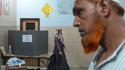 Meerut: Muslim voters at a polling station to cast their votes for the 2nd phase of Lok Sabha elections, in Meerut, Friday, April 26, 2024. (PTI Photo/Arun Sharma) (PTI04_26_2024_000026B) (PTI) Meerut: Muslim voters at a polling station to cast their votes for the 2nd phase of Lok Sabha elections, in Meerut, Friday, April 26, 2024. (PTI Photo/Arun Sharma) (PTI04_26_2024_000026B) (PTI)