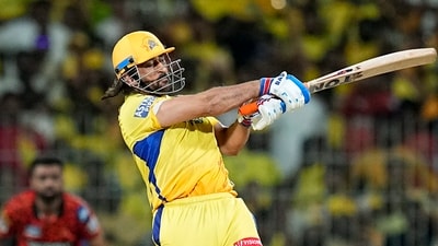 Chennai Super Kings's batter MS Dhoni during plays a shot (PTI) Chennai Super Kings's batter MS Dhoni during plays a shot (PTI)