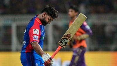 Delhi Capitals skipper Rishabh Pant reacts after his dismissal (PTI) Delhi Capitals skipper Rishabh Pant reacts after his dismissal (PTI)