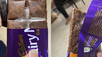 The image shows fungus on Cadbury chocolate that was manufactured in January 2024. (X/@goooofboll) The image shows fungus on Cadbury chocolate that was manufactured in January 2024. (X/@goooofboll)