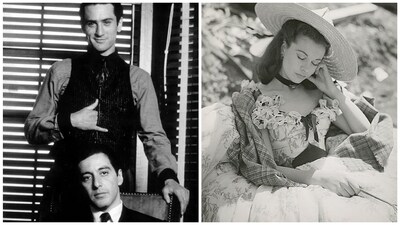 Robert DeNiro and Al Pacino on the sets of arguably the greatest movie ever made, The Godfather; Vivien Leigh takes a nap on the sets of Hollywood classic Gone With the Wind. Robert DeNiro and Al Pacino on the sets of arguably the greatest movie ever made, The Godfather; Vivien Leigh takes a nap on the sets of Hollywood classic Gone With the Wind.