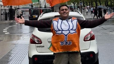 Despite being tagged as a "Run for Modi," the event took the form of a leisurely walk, symbolising solidarity and support for Prime Minister Narendra Modi's re-election campaign. (X/@OFBJPUK) Despite being tagged as a "Run for Modi," the event took the form of a leisurely walk, symbolising solidarity and support for Prime Minister Narendra Modi's re-election campaign. (X/@OFBJPUK)
