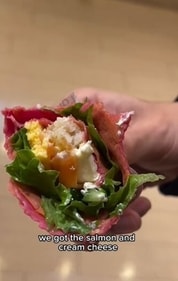 In Japan, the crepe sushi is a handroll that is stuffed with salmon or pork and rice (Instagram)
