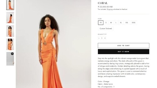 The price of the dress Mira Rajput wore to attend a red carpet event. (demebygabriella.com) The price of the dress Mira Rajput wore to attend a red carpet event. (demebygabriella.com)