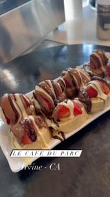 The crepe sushi can be topped with strawberries and chocolate sauce (Instagram) The crepe sushi can be topped with strawberries and chocolate sauce (Instagram)