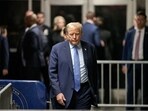 Former US President Donald Trump walks to speak to the press at the end of the day of his trial for allegedly covering up hush money payments linked to extramarital affairs, at Manhattan Criminal Court in New York City on April 26, 2024. (Photo by Curtis Means / POOL / AFP)