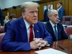 Former President Donald Trump awaits the start of proceedings at Manhattan criminal court, Tuesday, April 30, 2024, in New York. (Eduardo Munoz/Pool Photo via AP)