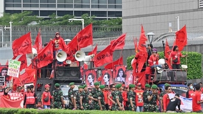 Parades and Demonstrations: Labour Day is often marked by parades, rallies, and demonstrations, where workers and labour unions come together to voice their demands and celebrate their achievements. These events serve as a platform for raising awareness about labor rights and advocating for improved working conditions. (AFP) Parades and Demonstrations: Labour Day is often marked by parades, rallies, and demonstrations, where workers and labour unions come together to voice their demands and celebrate their achievements. These events serve as a platform for raising awareness about labor rights and advocating for improved working conditions. (AFP)