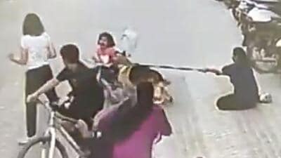 A screen grab from the video of the incident that took place on April 24. (HT Photo) A screen grab from the video of the incident that took place on April 24. (HT Photo)